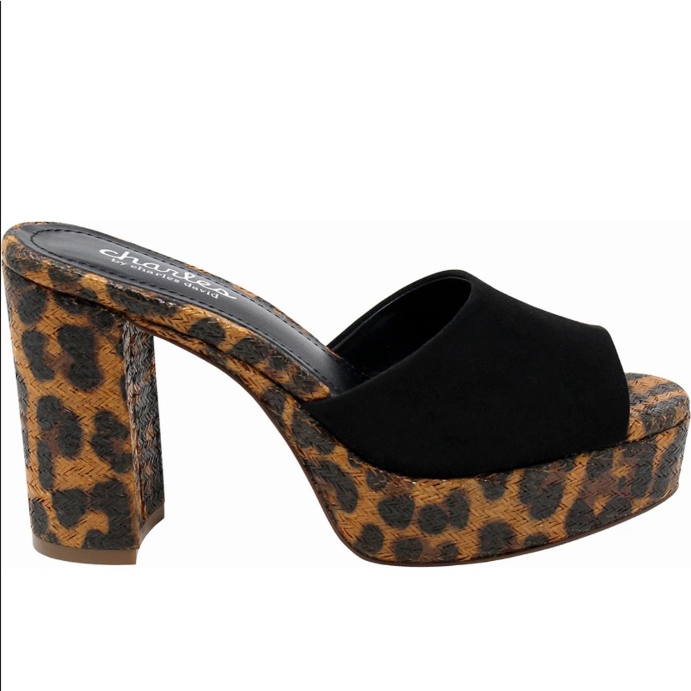 Charles David- Microsuede Leopard Block Heel Sandle